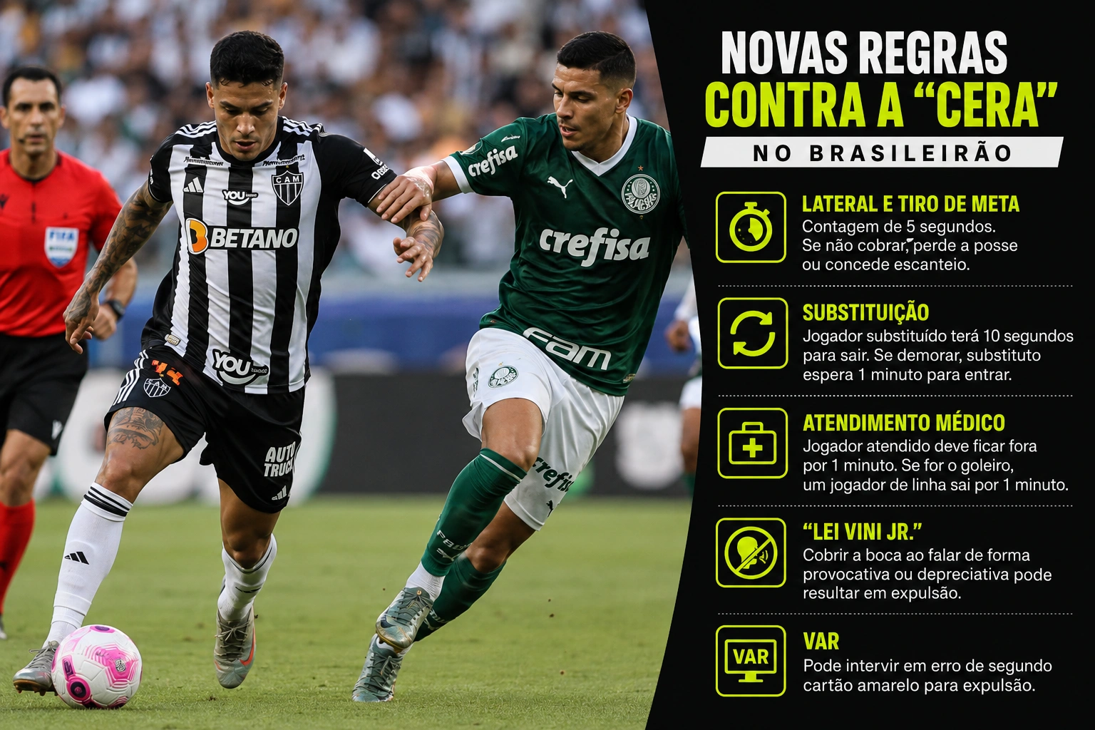 Novas regras contra a “cera” mudam a dinâmica dos jogos no Brasileirão