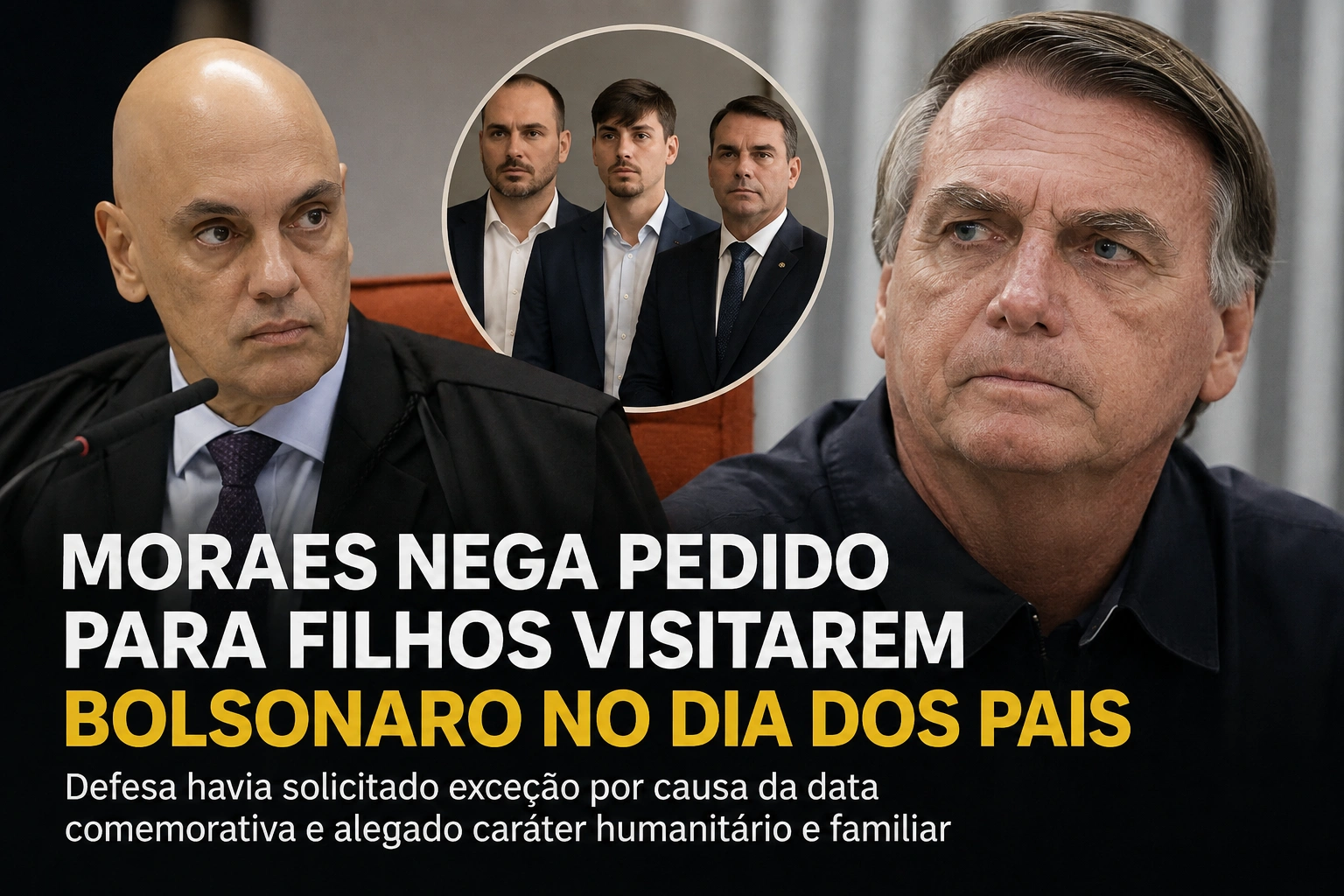 Filhos de Bolsonaro têm pedido de visita negado por Moraes no Dia dos Pais